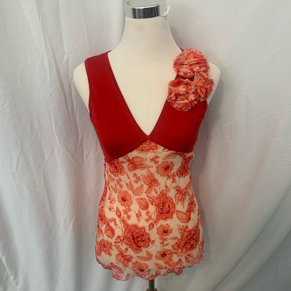 Bebe floral red tank top